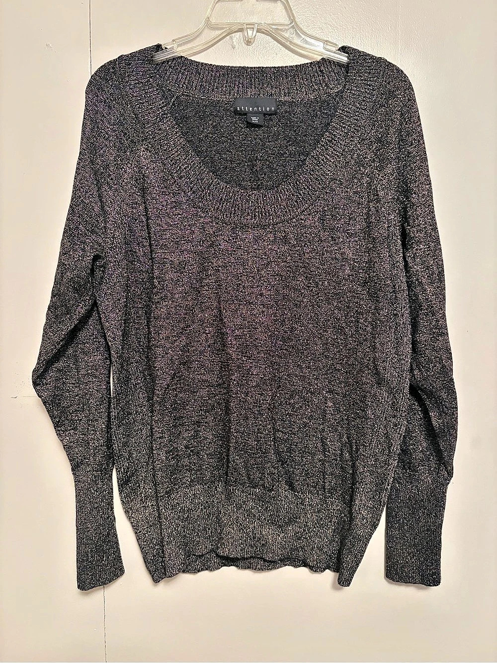 Attention Metallic Scoop Neck Sweater XL Like New